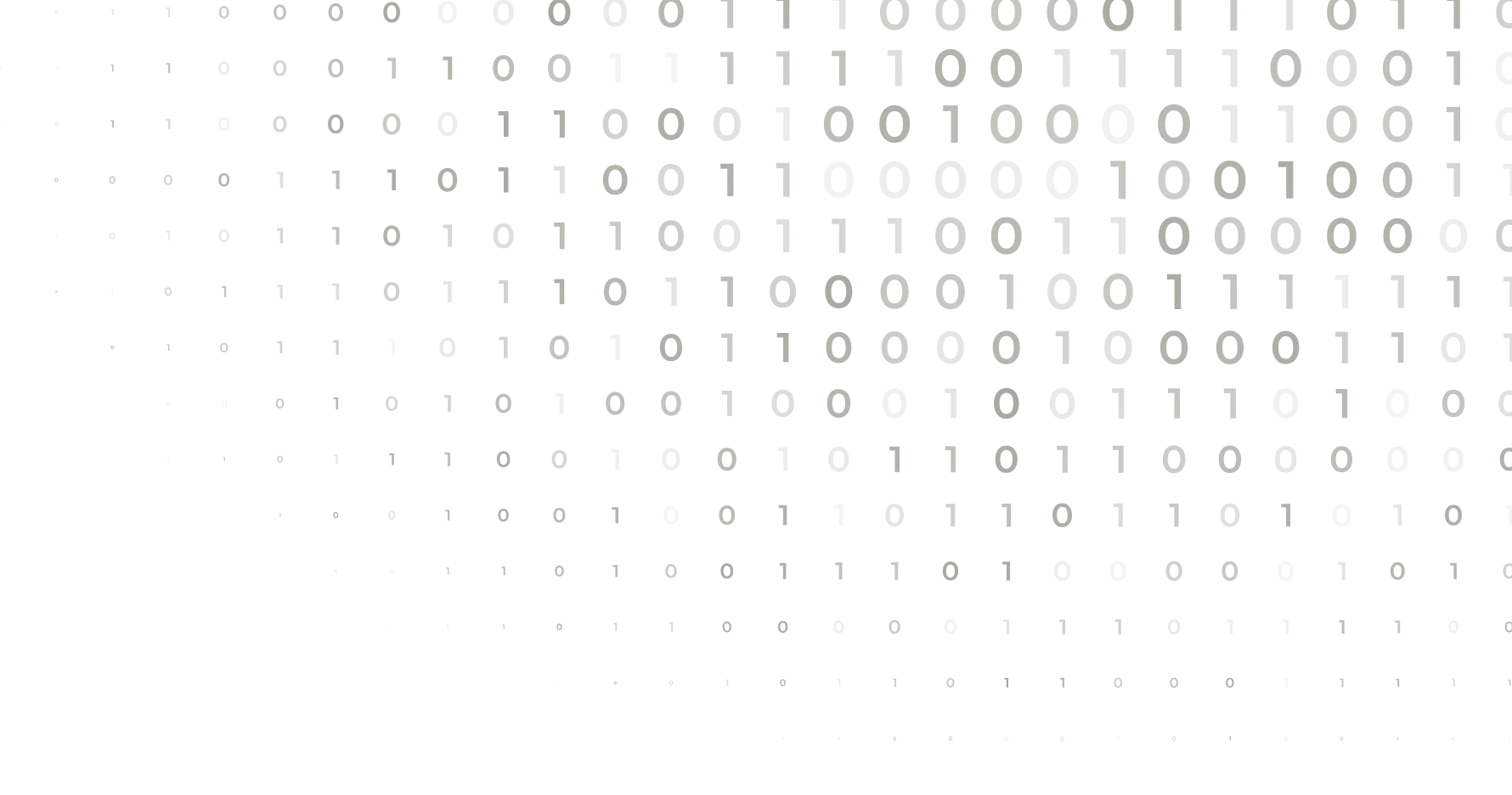 3D grid of binary code digits in blue and green, forming a circular shape on a black background.