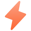 Orange lightning bolt icon on white background.